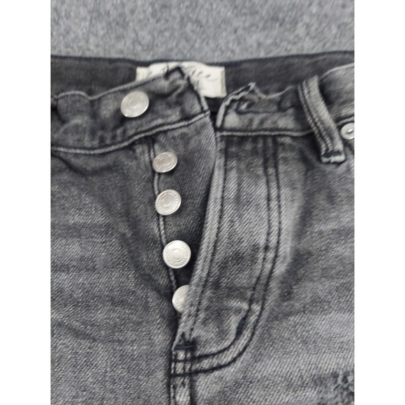 We The Free people Micro Shorts Womens 25 Black Gray Cut Off Fringe Button Fly - Picture 5 of 10